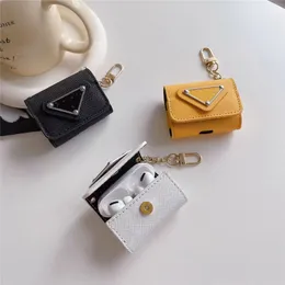 Luxury PD Business Earphone Simple Gold Triangle Hardware Case för Apple AirPods Pro 2 Air Pods 3 2 1 Cover Shatter-Resistent Phone Accessory Bag 92178