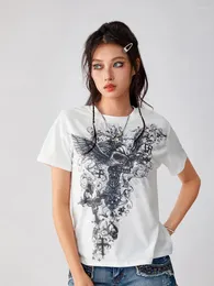 Женские футболки Y2k для женщин-подростков для девочек, винтажные рубашки с короткими рукавами 2000-х годов, топы, фея, гранж, панк, готика, мешковатые футболки с рисунком