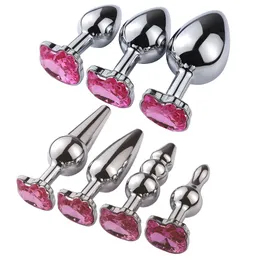 Cat Face Diamond Sex Toys For Women Men Gay rostfritt stål Metal Butt Plug Anal Dildo Bead Adult Product Game 240117