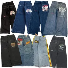 Kvinnors jeans JNCO Kläder män baggy y2k högkvalitativ broderad 2000 -tals största trashy ropa estetiska streetwear hip hop wide ben