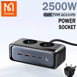 전원 케이블 플러그 McDodo EU 플러그 다중 콘센트 전원 스트립 70W 빠른 충전 USB 유형 C 포트 2M 케이블 확장 코드 네트워크 필터 AC 소켓 YQ240117