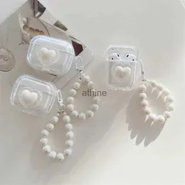 Custodie per cellulari Custodia per auricolari a forma di cuore con perla laser semplice per AirPods 2 Pro Scatola di ricarica per cuffie di terza generazione Custodia protettiva per portachiavi Air Pods YQ240117