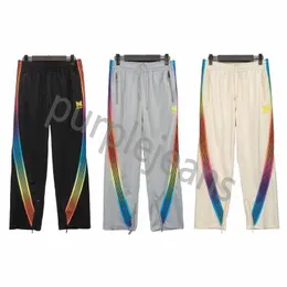 Calças masculinas 2024 veludo agulhas calças homens mulheres de alta qualidade bordado borboleta awge agulhas sweatpants cinza calças retas