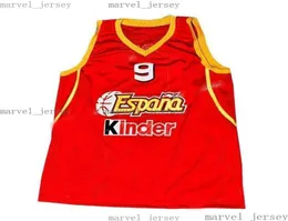 Billiga throwback Ricky Rubio 9 Team Spanien baskettröjor Sömda anpassade namn män kvinnor ungdom xs5xl5641650