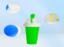 Silikon Slushy Slushie Maker Ice Tumblers Cup Büyük Dondurulmuş Sihirli Squeeze Slushi Yapımı Kupa Yeniden Kullanılabilir Smoothie Cups Straw7866861