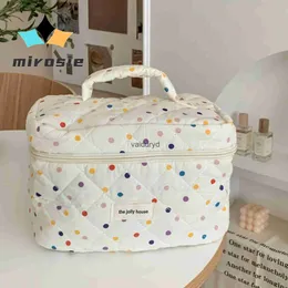 Aufbewahrungsbeutel Bunt Polka Dot Make -up -Tasche Organizer Baumwoll Frauenkosmetische Tasche mit großer Kapazität tragbarer Design Handheld -Tasche für TravelVaiduryd