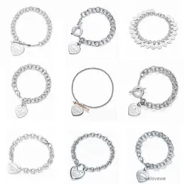 Gioielli firmati per donna Bracciale Classico T Brand Argento sterling 925 Cuore Diamante Punta di freccia Amore Pendenti Bracciale Moda Handwear Commercio all'ingrosso