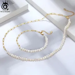 ORSA JEWELS 반 진주 체인 클립 목걸이 초커 체인 여자 여자 보석 세트 댄싱 파티 데이트 결혼식 휴가 gpn13 240117