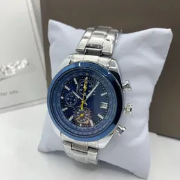 Luxury Men's Watch Classic Quartz Watch Automatic Six-Hand Chronograph Run Second Watch 41mm Dial High-End Rostfri Steel Watch Leather Strap Watch