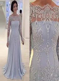 Lavanda Elegante abito per la madre della sposa Abiti per la madre in pizzo Maniche lunghe Bateau Guaina Abito da sera formale Plus Size3020416