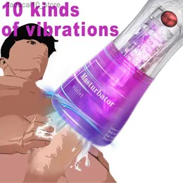 Other Health Beauty Items Penis Masturbation Cup for Men Silicone Aircraft Cup Vibration Blowjob Sucking Machine Transparent Soft Pussy Adult Game Toy Q240117