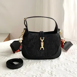 Дизайнерская сумка для подмышек, женские сумки, кошелек, модная джинсовая ткань, холст, лоскутное шитье, цветная фурнитура, пряжка, внутренняя молния, высококачественный съемный плечевой ремень 637092