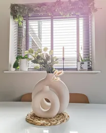 Keramik -Donut -Vase, Accessoire für die Dekoration zu Hause, das Zubehör für Haushäuser, Ringvase, Hotelzubehör, Vase für Haus- und Bürodekoration