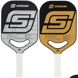 Tennis Rackets Insum Try Elongated Pickleball Paddle Edgeless Power Air Series 3K Carbon Fiber Textured Surface Pbr001196Mm Pp Core D Dheb7