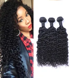 Indiano Jerry Curl 100 Cabelo Virgem Humano Não Processado Tece Extensões de Cabelo Humano Remy Cabelo Humano Tece Dyeable 3 Bundles1912820