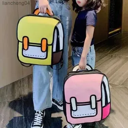 Backpacks Y2K Cute 2D Drawing Cartoon Bag Anime Backpack 3D Comic Student Schoolbag Kawaii Teenage Daypack Funny Kids Travel Bag Mochila