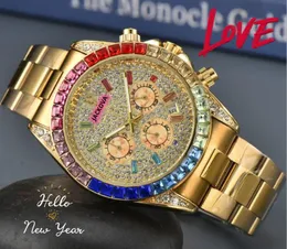 President orologi da uomo con data automatica Movimento al quarzo Orologio maschile Orologio in acciaio inossidabile con diamanti Anello quadrante stellato brillante Bracciale a catena Orologio Regali di Natale