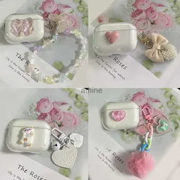 Handyhüllen für HONOR CHOICE Earbuds X5 PRO Hülle Niedlicher Bär/Blumen-Schlüsselanhänger/Cartoon Transparente Kopfhörer-Silikonhülle Honor