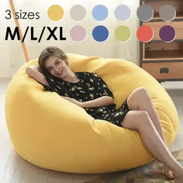 Comfort Lazy Sofas Cover Chairs Without Filler Linen Cloth Chairs Lounger Bean Bag Pouf Puff Sofa Cover for Tatami Living Room 240116
