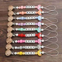 PACIFIER HOLDER CLIPS# Personligt namn Baby Pacifier Clips Cartoon Moon Silicone Teether Nipple Chain For Nursing Chew Toys Baby Dummy Holder ChainVaiduryb