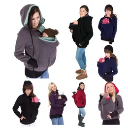 Mutter Kangaroo Hoodie Pullover Jacke Mutterschaft Kleidung verdicken Mantel für schwangere Frauen, die Kinder Wintermarke erzieht 240117