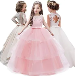 2020 Girls Dress Long Sleeve Bridesmaid Wedding Party Ball Gown Kids Dresses For Girls Elegant Princess Dress Children Clothing LJ2332027