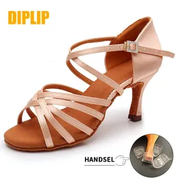 Diplip Latin Dance Shoes 여자 하이힐 댄스 신발 탱고 소프트 하단 댄스 슈즈 5 7cm 여자 살사 볼룸 신발 240117