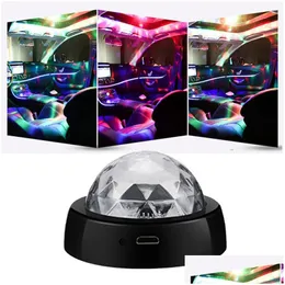 Andra interiörstillbehör Mini DJ Disco Crystal Ball RGB Light USB Protoble LED Atmosphere Lights Stage Lamp Drop Delivery Automobile DH4XI