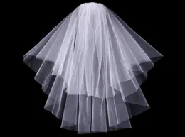 Cheap Exquisite Short Bridal Veil Netting TwoLayer Short Wedding Veil With Comb Fingertip Length Handmade Noble White Ivory Headw4816277