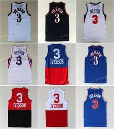 Vintage 3 Allen 3iverson 76 Jersey Georgetown Hoyas Vintage Jerseys Uniforms Grey Black Blue White Red Stitched2715645