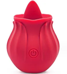 Stimolazione del capezzolo del punto G del vibratore che lecca la lingua della rosa Giocattoli per adulti Vibratori del clitoride in silicone vibrante Giocattoli del sesso Regalo di San Valentino