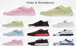 Kids Bred 4 IV Collaboration Basketball Shoes 4s Sports Shoilder Cat Black Sail Sail Muslin Pure White Fire Red Motorsports Boy Girls SI4150603