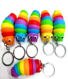 Party Toy Finger Slug Snail Caterpillar Key Chain Relieve Squeeze Sensory Toys7725688