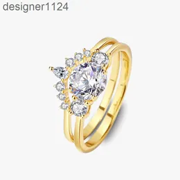 Mode Moissanite Wedding Ring Set 18K Gold Plated 925 Silver Moissanite Diamond Ring Set Women Ring smycken