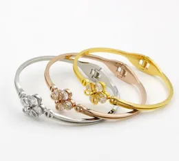 أربع سوار زهرة من أربعة ألواح من الأزياء الكورية على الطراز الكوري Allmatch Spring SPRING STEANIUM Steel Rose Gold Jewelry Bangle2393524