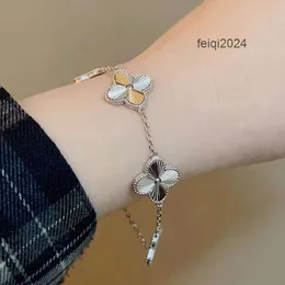 Designer Van Clover Jóias Clef Cleef Pulseira Quatro Folhas Bangle Vanclef Alta Versão v Grama de Ouro Laser Cinco Flor Mulheres Moda Luz Luxo Gol