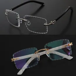 Neue Mode Randlose Sonnenbrille Leserahmen Weiß Plank Brillen C Dekoration 18 Karat Gold Rahmen Presbyopie Brille Männer Kurzsichtige Optische Männliche und Weibliche 58-18-140mm