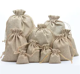 Natural Jute Drawstring Påsar Stylish Hessian Burlap Wedding Favor Holders For Coffee Bean Candy Present Bag Pouch3026816