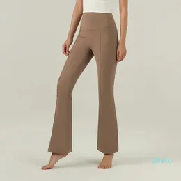 Damen-Yogahose, Zug-Outfit-Hose, hohe Taille, heben Sie die Hüften, eng anliegende Übung, Sport, Fitnessstudio, Laufen, Glockenboden, lange Hose, elastische neunte Hose