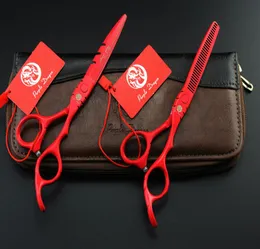 504 60 tum Röd frisörsax JP 440C 62HRC Home Salon Cutting Scissors tunnare Shears Hair Scissors6576072
