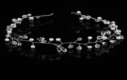 Błyszczące złote srebrne biżuteria do włosów kryształowe faux perłowe tiary do włosów na przyjęcie weselne panny młodej lśniące rhinestone H5290494