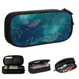 Kosmetiska väskor Galaxy Whale Stars Night Sky Pencil Cases Space Fantasy Pencilcases Pen Holder Kids Large Storage School Stationery
