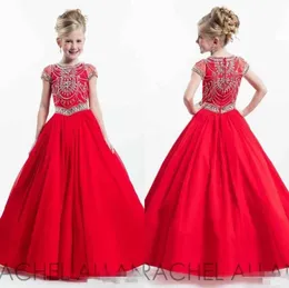 Glitz 2019 New Rachell Allan Red little Kids Girl039s Pageant Dresses Short Sleeves Ball Gowns Toddler Little Kids Crystals Flo8143768