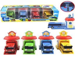 4pcs set Scale model Tayo the little bus children miniature bus baby oyuncak garage tayo bus Ejection impact car vehicle 2207013369014