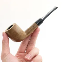 Cross border new products in stock ebony pipes genuine ebony handmade pipes acrylic curved handle smoking accessories ZZ