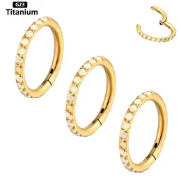 16G Implant Grade ATSM 36 Piercing Opal Septum Piercing Ring Clicker Earrings Nose Rings Piercing Body Jewelry For G23 240117