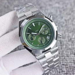 Luxury Mens Watches Top Brand Designer Chronograph All rostfritt stål Band Man Watch High Quality Water Resistand armbandsur för män nyår Julgåva