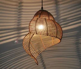 Bamboo weaving Ceiling lamp Wood Droplight Conch pendant lamp LED Pendant Light Bedroom Chandeliers LivingRoom Dining Room Corrido6463505