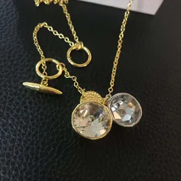 Designer fashion loews Luxury jewelry new large single diamond pendant necklace hemispherical round Rhinestone texture shiny Lo clavicle chain