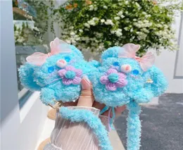 Cartoon Plush Cute Blue Bear Doll Headset Falls for AirPods Pro Protector Cover Wireless Bluetooth Earphone Case for Air Pods 1 2 9271893